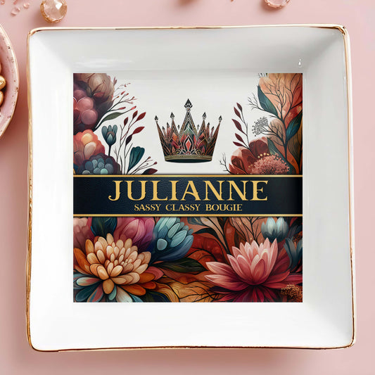 Queen Flowers - Personalized Custom Jewelry Dish -  DG007_SCRD