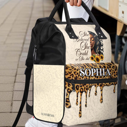 She Believed She Could So She Did - Personalized Custom Duckbilled Travel Backpack - DG008_DKB