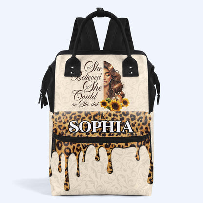 She Believed She Could So She Did - Personalized Custom Duckbilled Travel Backpack - DG008_DKB