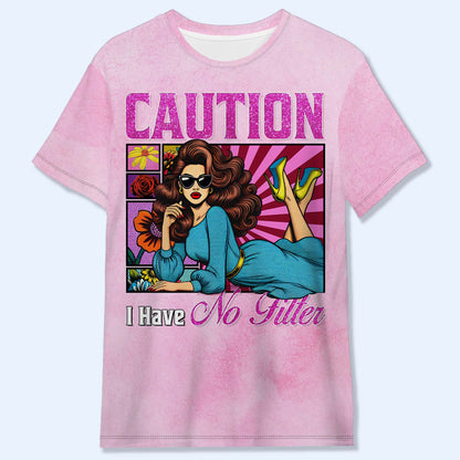 Precaución: no tengo filtro: camiseta unisex personalizada con estampado integral - DG013_3T