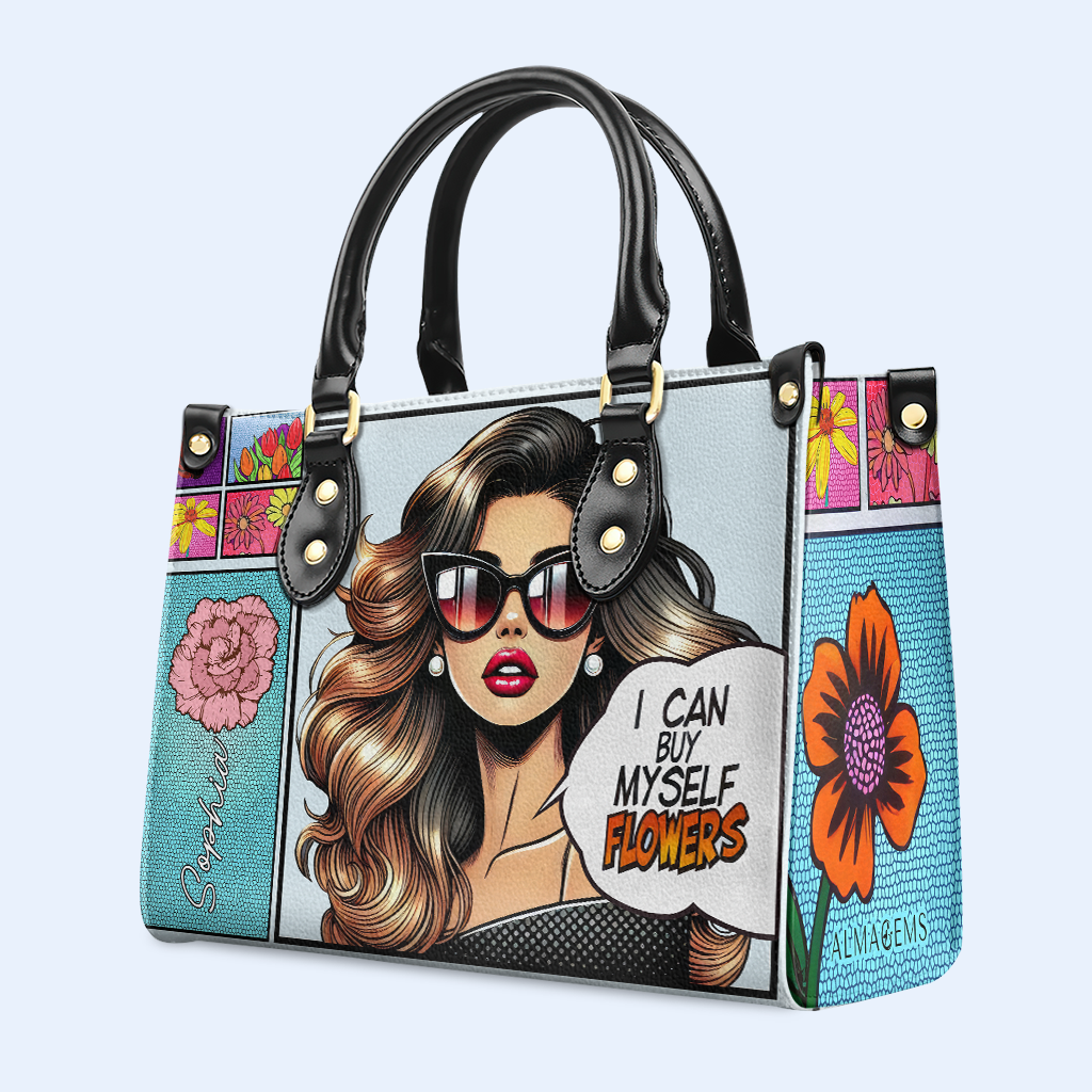 Puedo comprarme flores - Bolso de mano de cuero personalizado especial - DG022_HB