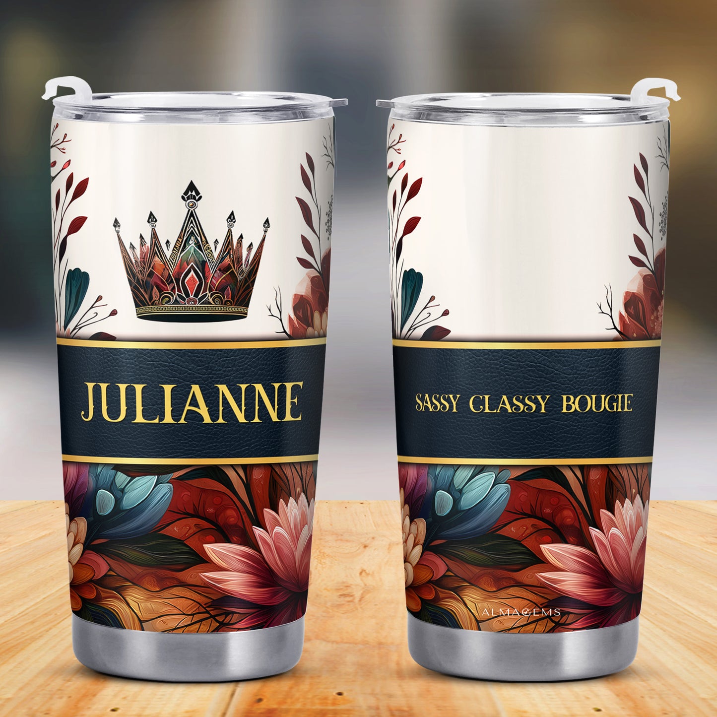 Queen Flowers - Vaso de acero inoxidable personalizado de 20 oz y 30 oz - DG027_TB