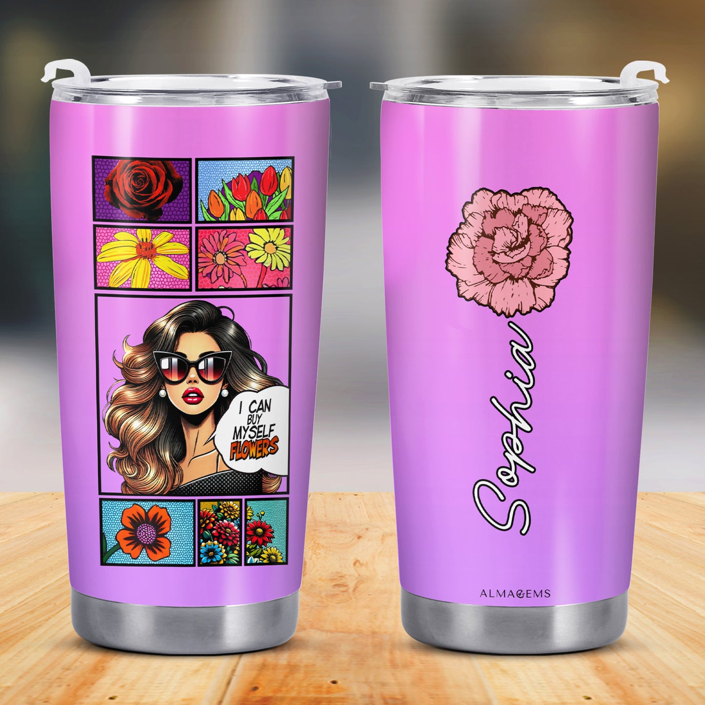 Puedo comprarme flores - Vaso de acero inoxidable personalizado de 20 oz y 30 oz - DG029_TB