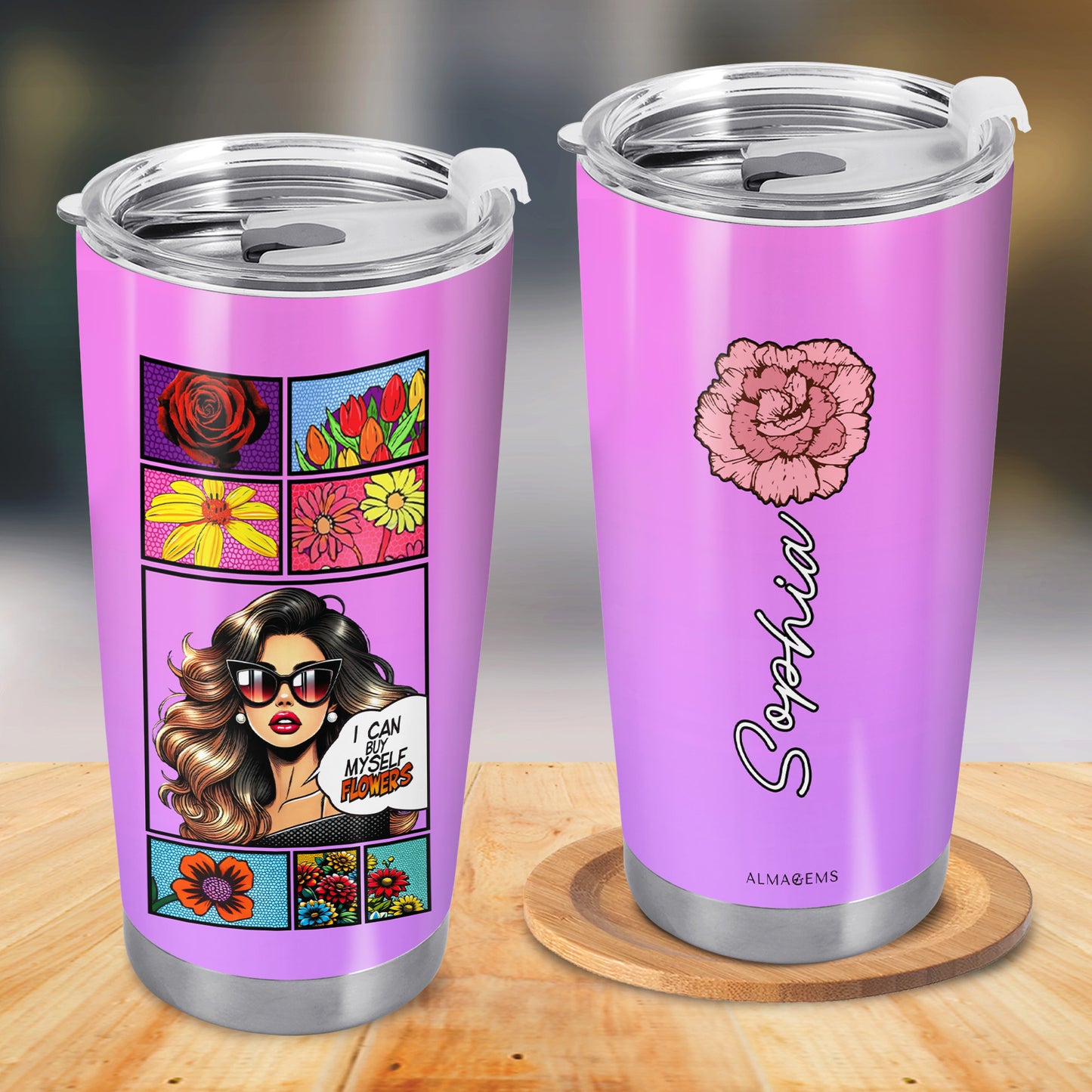 Puedo comprarme flores - Vaso de acero inoxidable personalizado de 20 oz y 30 oz - DG029_TB