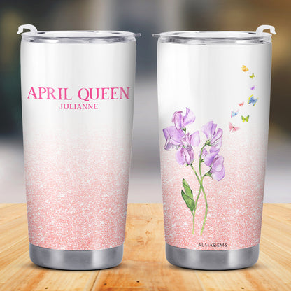 Vaso de acero inoxidable personalizado con diseño de flor del mes de nacimiento, 20 oz y 30 oz - DG031_TB