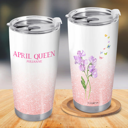 Vaso de acero inoxidable personalizado con diseño de flor del mes de nacimiento, 20 oz y 30 oz - DG031_TB