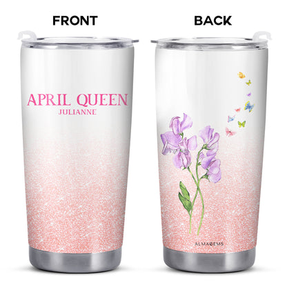 Vaso de acero inoxidable personalizado con diseño de flor del mes de nacimiento, 20 oz y 30 oz - DG031_TB