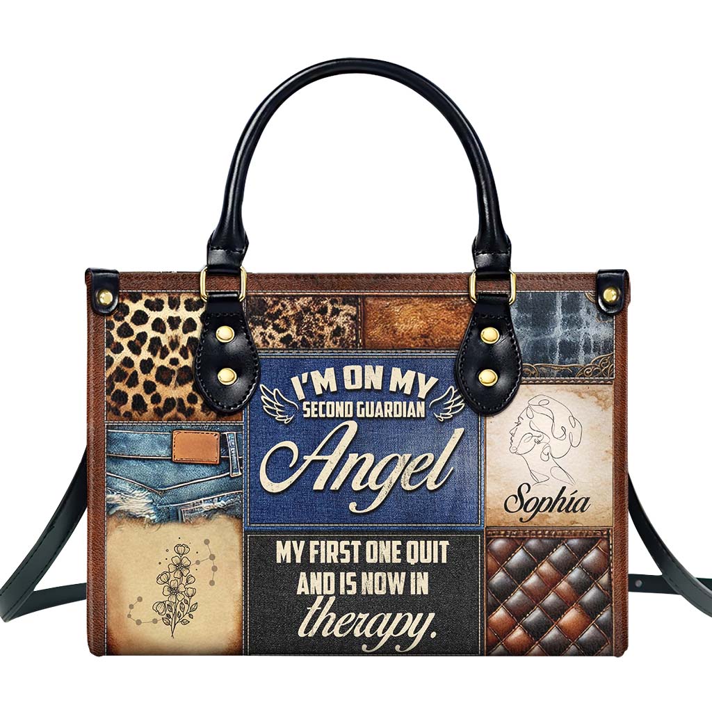 I'm On My Second Guardian Angel - Personalized Custom Leather Handbag - DG033_HB