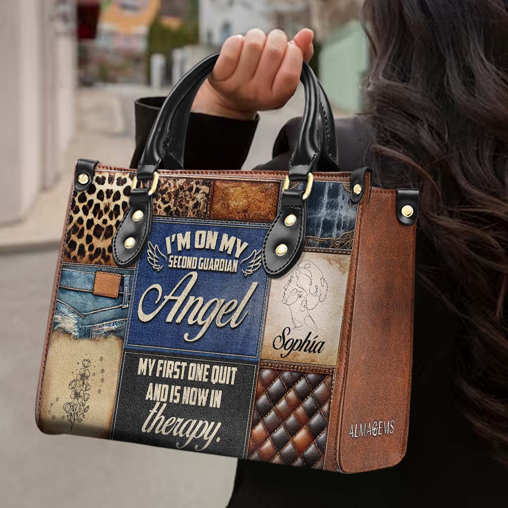 I'm On My Second Guardian Angel - Personalized Custom Leather Handbag - DG033_HB