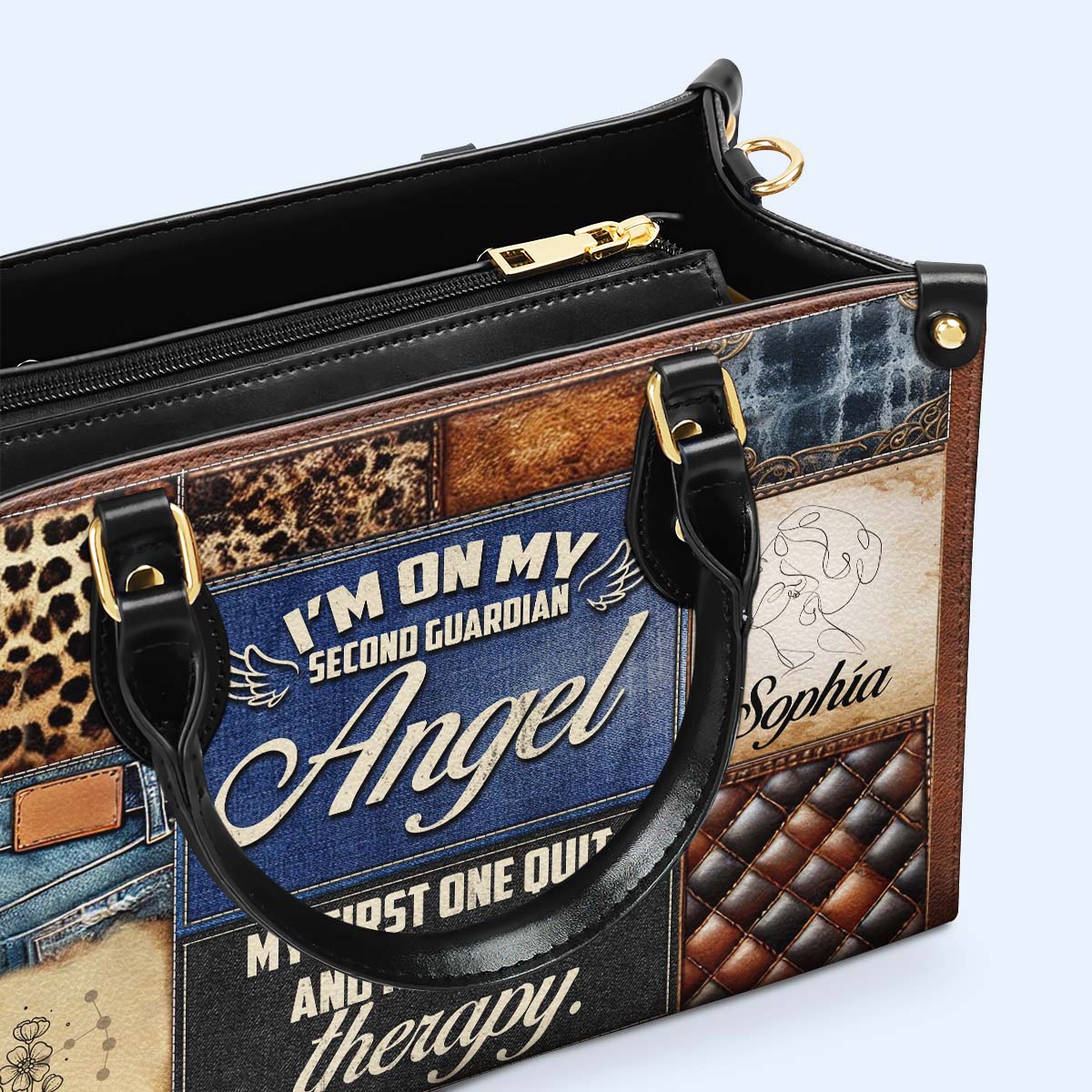 I'm On My Second Guardian Angel - Personalized Custom Leather Handbag - DG033_HB