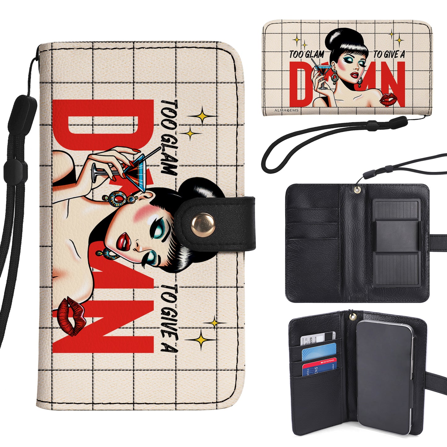 Too Glam - Personalized Custom Phone Leather Wallet - DG038_PW