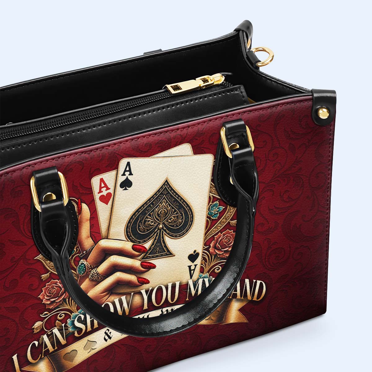 I Can Show You My Hand & Still Win - Personalized Custom Leather Handbag - DG043_HB