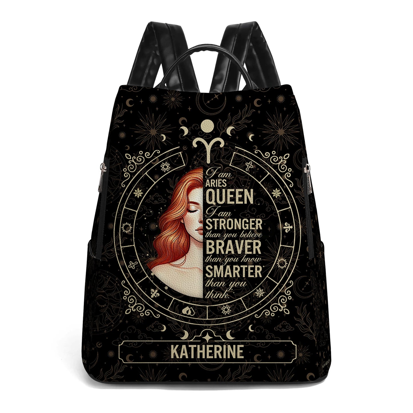 Zodiac Queen - Personalized Custom Leather Backpack - DG048_BP