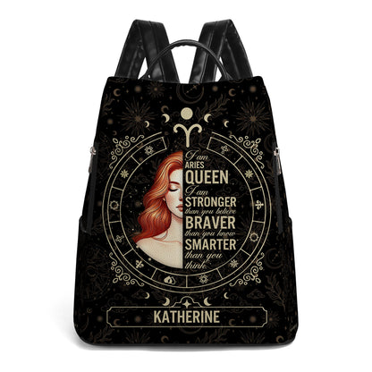 Zodiac Queen - Personalized Custom Leather Backpack - DG048_BP