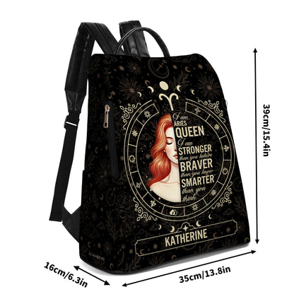 Zodiac Queen - Personalized Custom Leather Backpack - DG048_BP