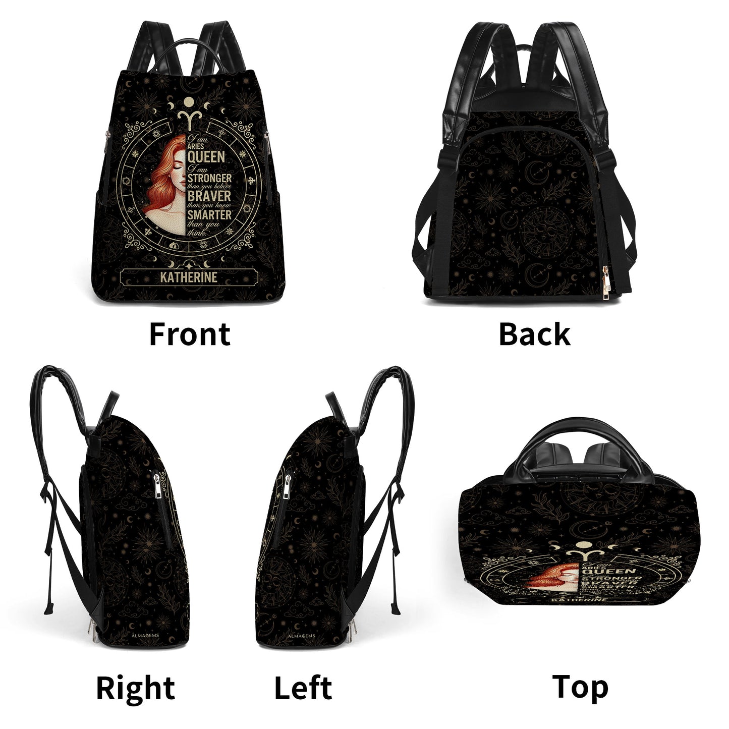 Zodiac Queen - Personalized Custom Leather Backpack - DG048_BP