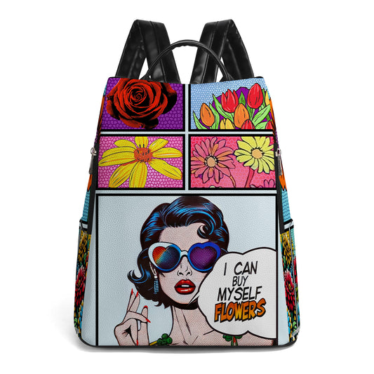 Puedo comprarme flores - Mochila de cuero personalizada - DG049_BP