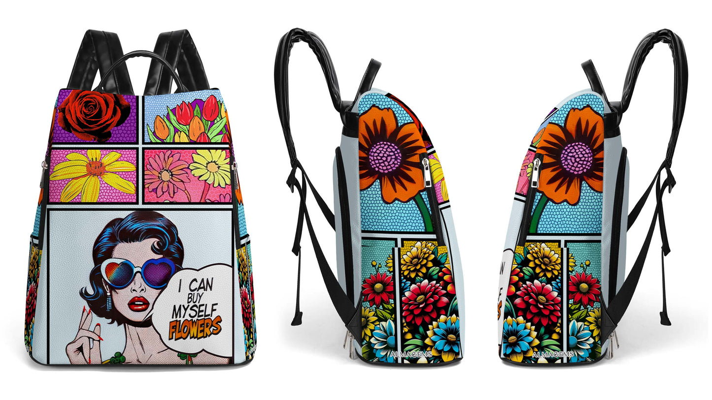 I Can Buy Myself Flowers - Personalized Custom Leather Backpack - DG049_BP