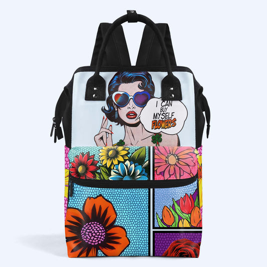 Puedo comprarme flores - Mochila de viaje personalizada con diseño de pico de pato - DG049_DKB