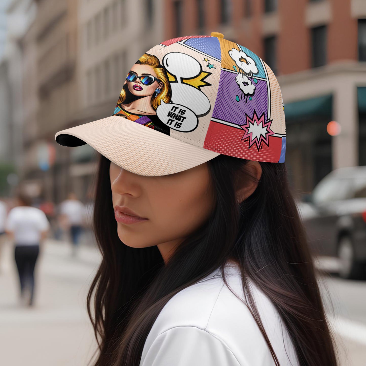 Es lo que es: gorra de béisbol personalizada con estampado integral - DG050_BAC