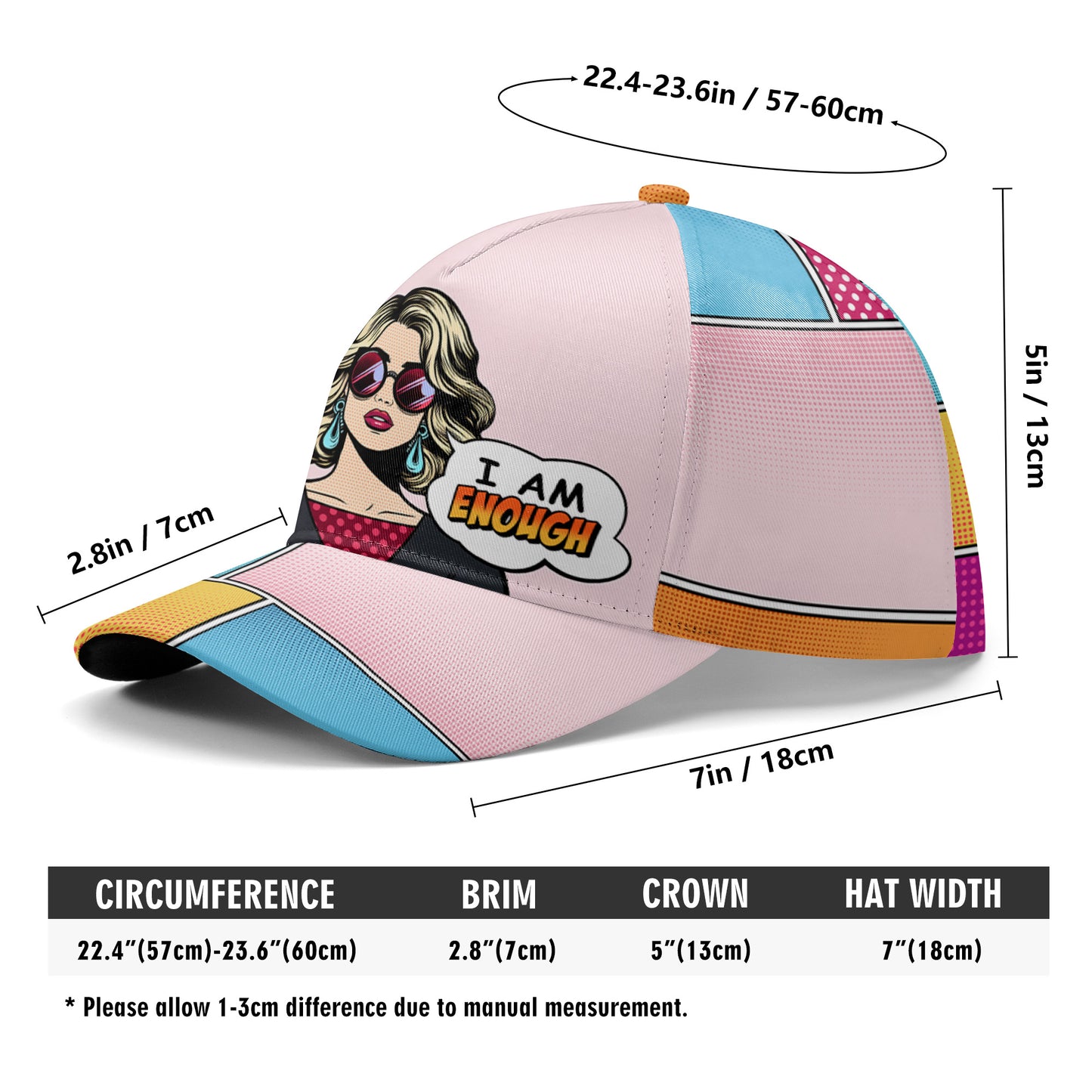 Soy suficiente - Gorra personalizada personalizada, gorra de béisbol con estampado integral - DG054_BAC