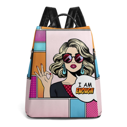 I AM ENOUGH - Personalized Custom Leather Backpack - DG054_BP