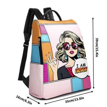 I AM ENOUGH - Personalized Custom Leather Backpack - DG054_BP