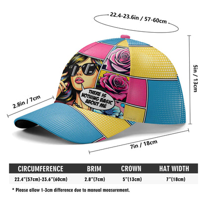 No hay nada básico en mí: gorra de béisbol personalizada con estampado integral - DG056_BAC