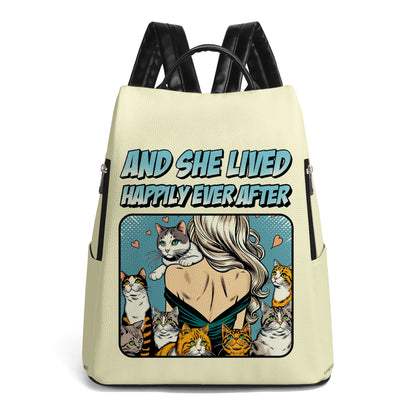 And She Lived Happily Ever After - Personalized Custom Leather BackPack - DG057_BP