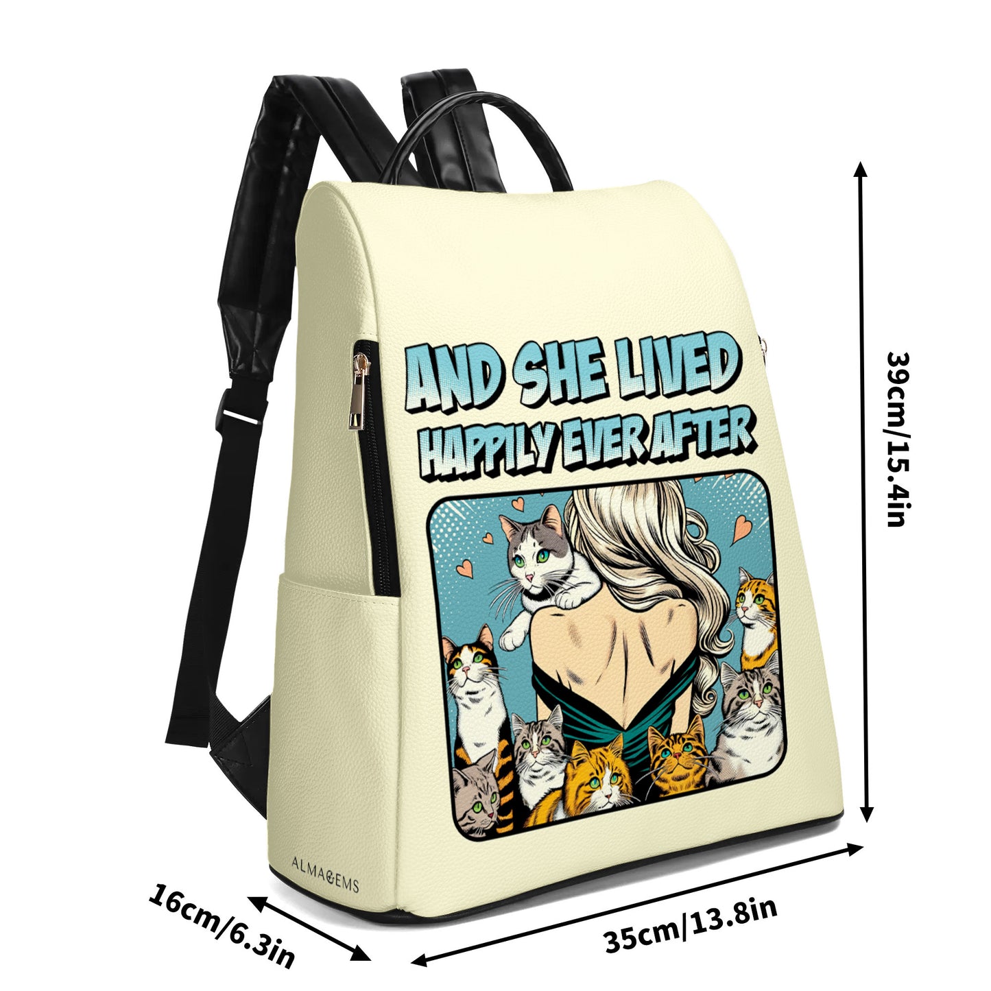 And She Lived Happily Ever After - Personalized Custom Leather BackPack - DG057_BP