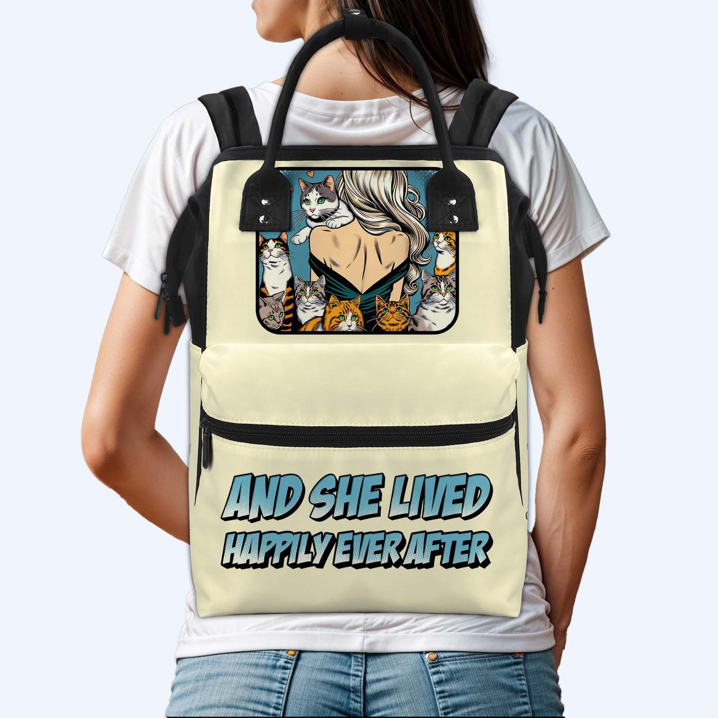 And She Lived Happily Ever After - Personalized Custom Duckbilled Travel Backpack - DG057_DKB