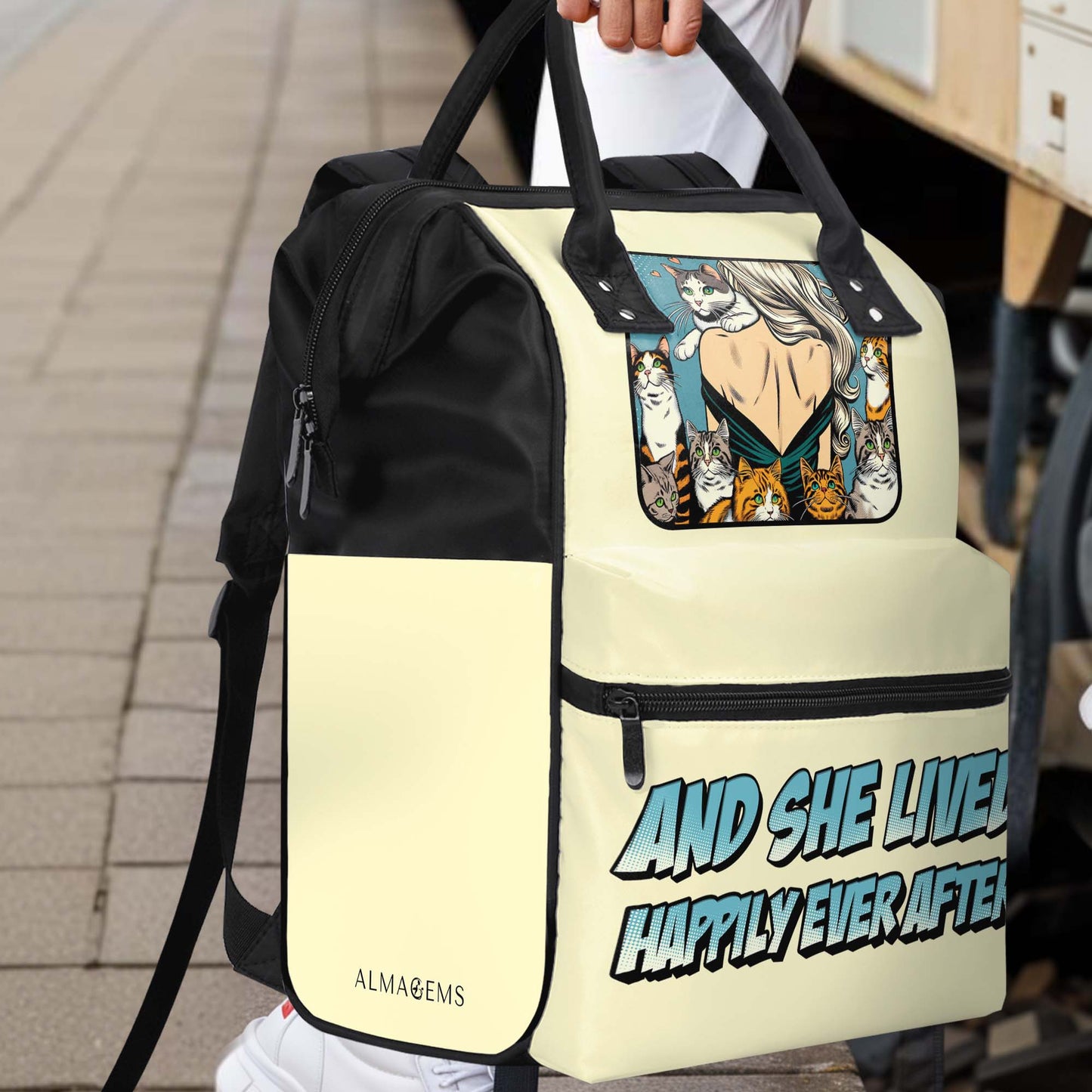 And She Lived Happily Ever After - Personalized Custom Duckbilled Travel Backpack - DG057_DKB