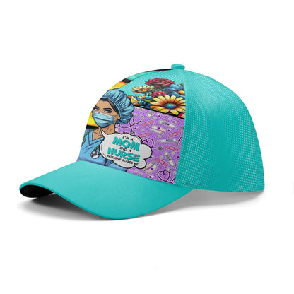 Soy mamá y enfermera: gorra de béisbol personalizada con estampado completo - DG058_BAC