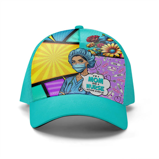 Soy mamá y enfermera: gorra de béisbol personalizada con estampado completo - DG058_BAC