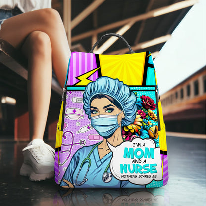 I'm A Mom And A Nurse - Personalized Custom Leather BackPack - DG058_BP