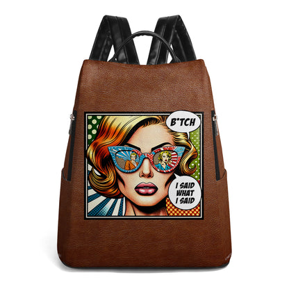 I SAID WHAT I SAID - Personalized Custom Leather Backpack - DG059_BP