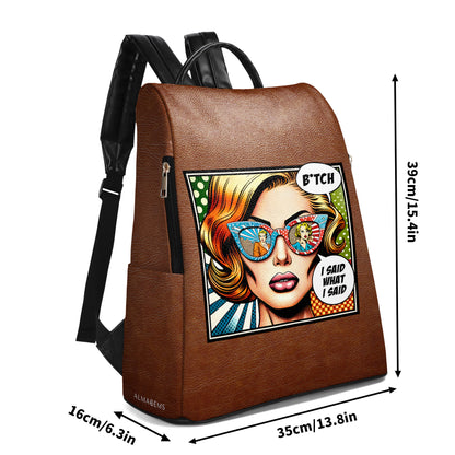 I SAID WHAT I SAID - Personalized Custom Leather Backpack - DG059_BP