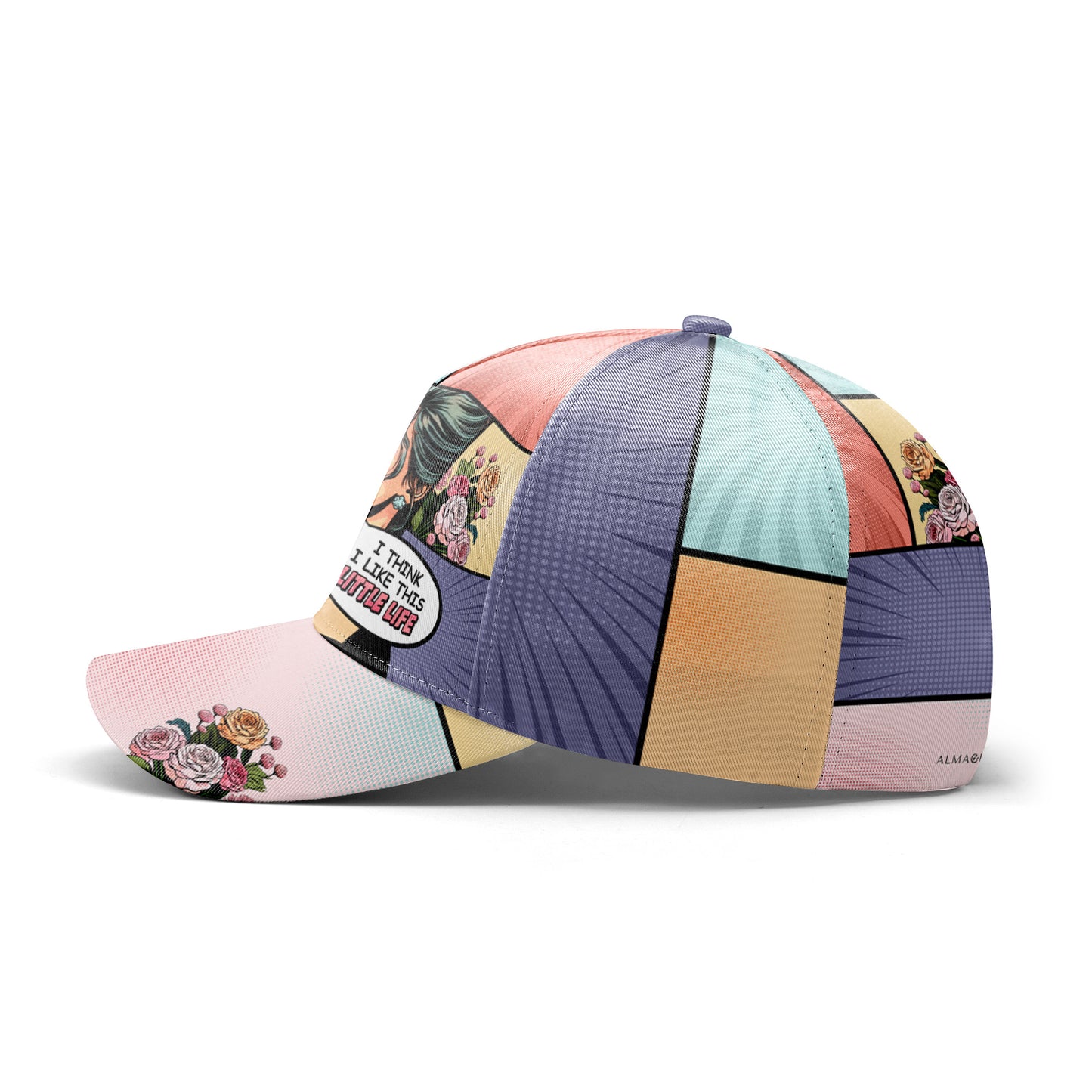 Creo que me gusta esta pequeña vida: gorra personalizada personalizada, gorra de béisbol con estampado completo - DG060_BAC