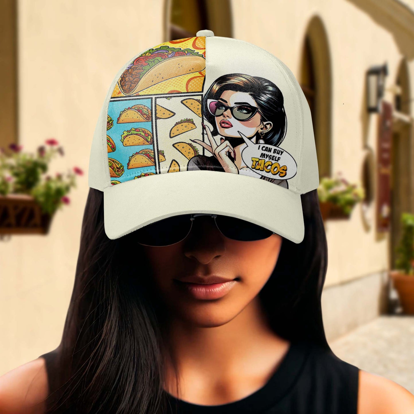 Puedo comprarme tacos - Gorra personalizada personalizada, gorra de béisbol con estampado completo - DG061_BAC