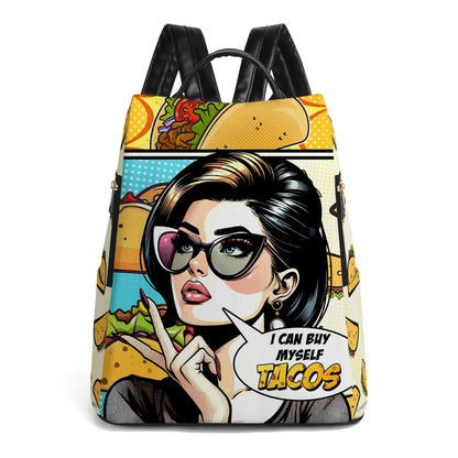 I Can Buy Myself Tacos - Personalized Custom Leather Backpack - DG061_BP