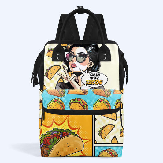 Puedo comprarme tacos - Mochila de viaje personalizada con diseño de pico de pato - DG061_DKB