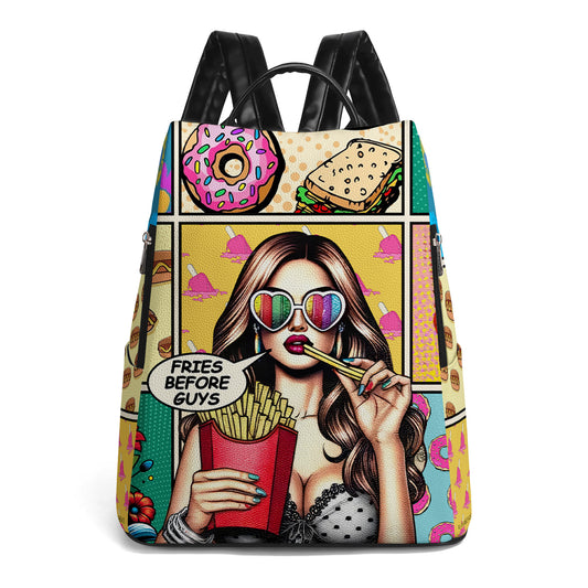 Fries Before Guys - Mochila de cuero personalizada - DG062_BP