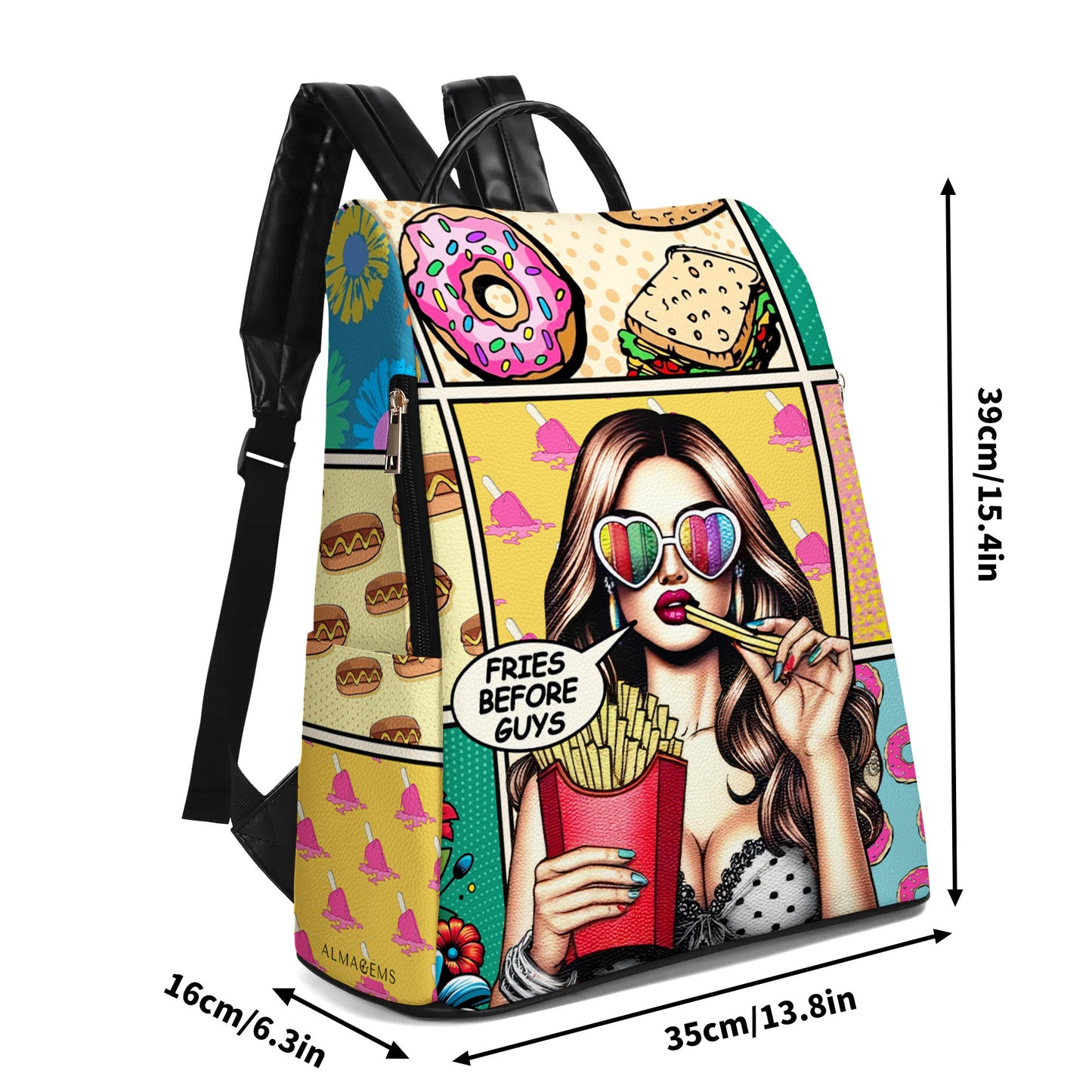 Fries Before Guys - Mochila de cuero personalizada - DG062_BP