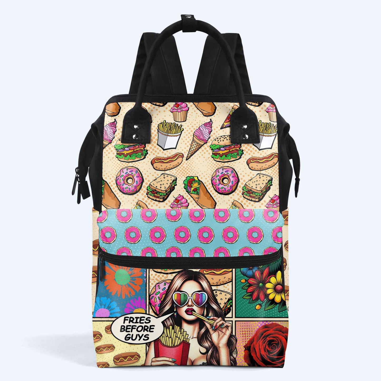 Fries Before Guys - Personalized Custom Duckbilled Travel Backpack - DG062_DKB