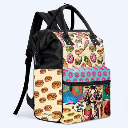 Fries Before Guys - Personalized Custom Duckbilled Travel Backpack - DG062_DKB