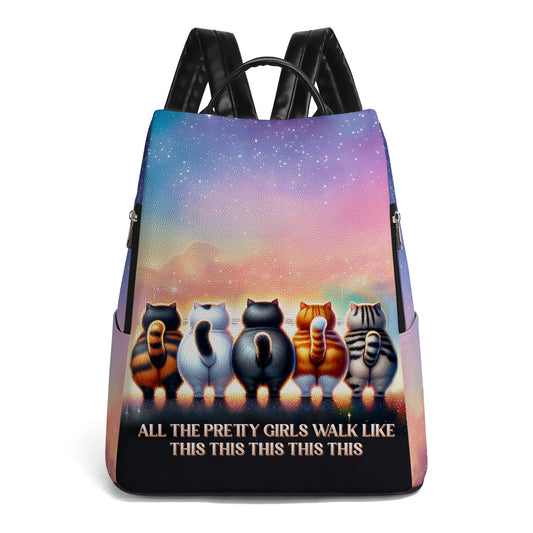 Cat Walk - Personalized Custom Leather Backpack - DG063_BP