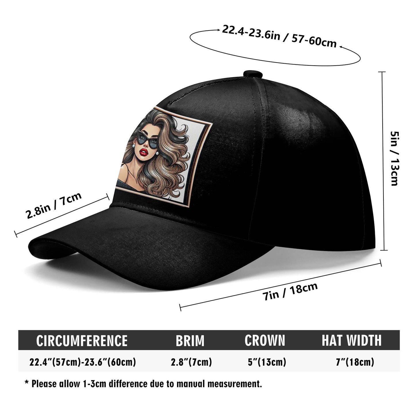 Personalice con arte y texto personalizados: gorra de béisbol personalizada especial, gorra de béisbol con estampado completo - DG064_BAC