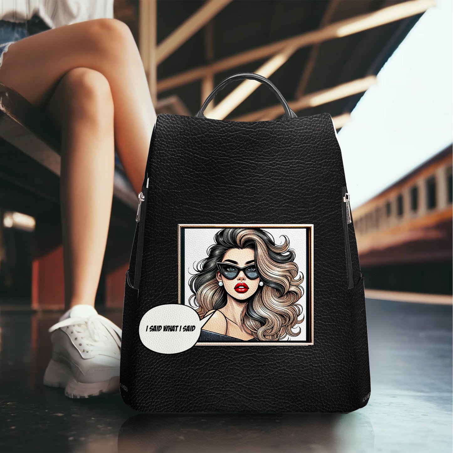 Personalize with Custom Art and Text - Special Personalized Custom Leather BackPack - DG064_BP