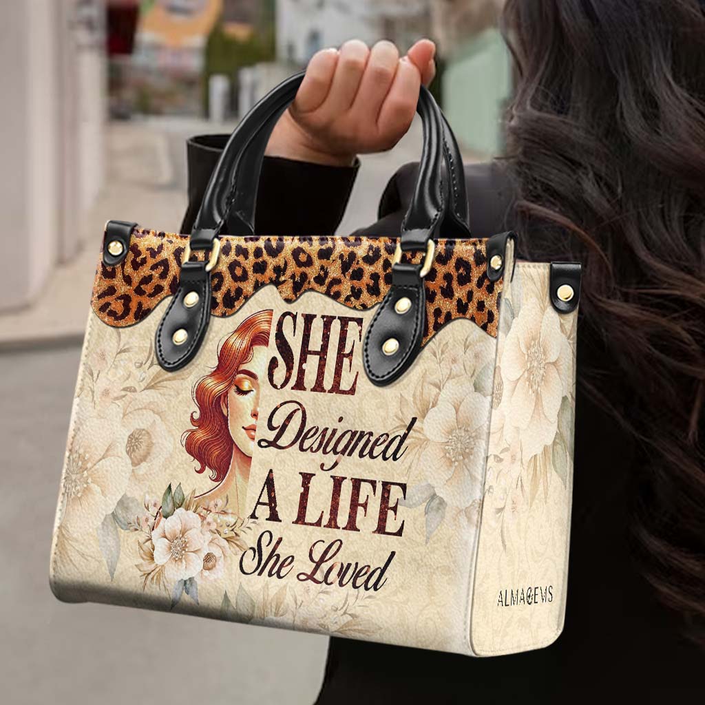 She Designed A Life She Loved - Personalized Custom Leather Handbag - DG071_HB