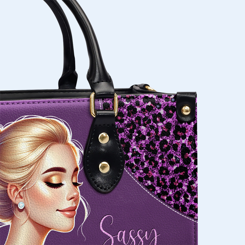 Sassy Since Birth Salty By Choice - Personalized Custom Leather Handbag - DG072_HB